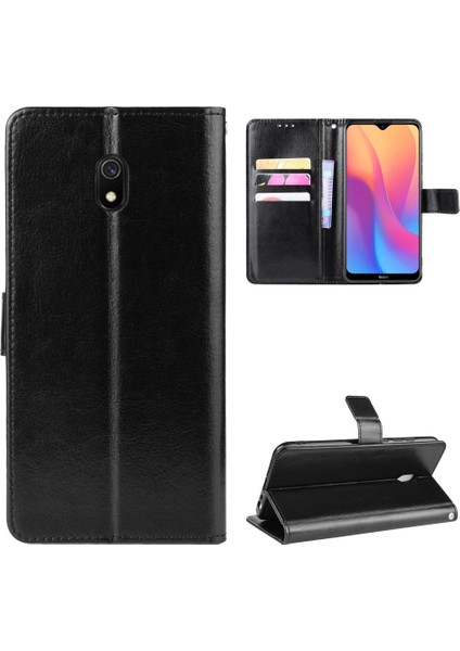 Xiaomi Redmi 8A-BLACK Için Crazy Horse Deri Cüzdan Telefon Kılıfı (Yurt Dışından)