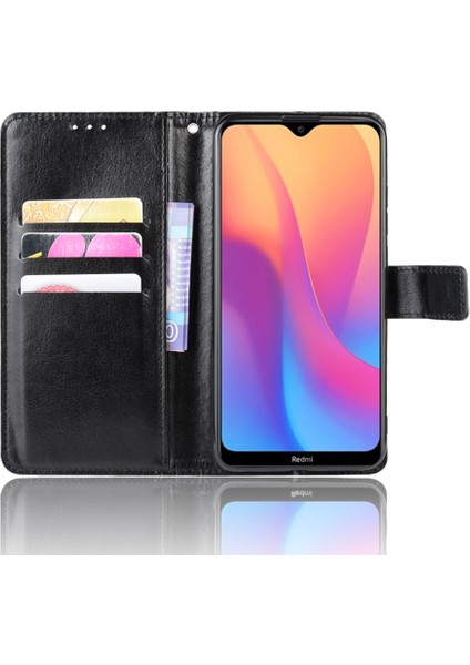 Xiaomi Redmi 8A-BLACK Için Crazy Horse Deri Cüzdan Telefon Kılıfı (Yurt Dışından)