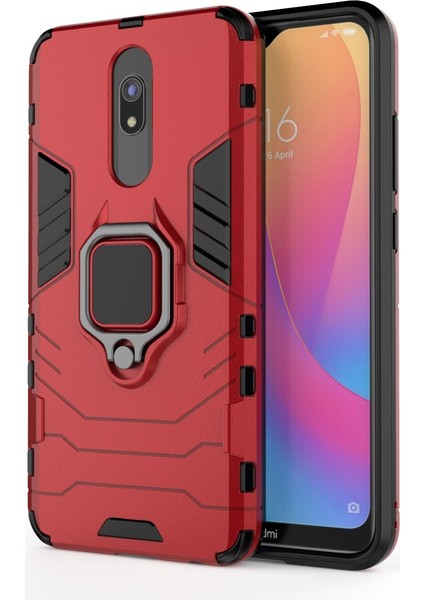 Xiaomi Redmi 8A-KIRMIZI Için Serin Koruma Parmak Yüzüğü Kickstand Pc+Tpu Hibrid Kabuk (Yurt Dışından)