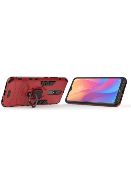 Xiaomi Redmi 8A-KIRMIZI Için Serin Koruma Parmak Yüzüğü Kickstand Pc+Tpu Hibrid Kabuk (Yurt Dışından)