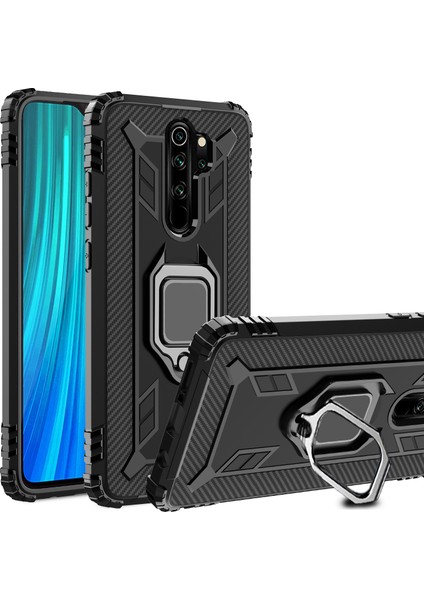 Xiaomi Redmi Note 8 Pro-Black Için Parmak Yüzüğü Kickstand ile Şok Geçirmez Tpu Telefon Kapağı (Yurt Dışından)