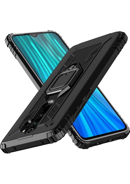 Xiaomi Redmi Note 8 Pro-Black Için Parmak Yüzüğü Kickstand ile Şok Geçirmez Tpu Telefon Kapağı (Yurt Dışından) modelleri