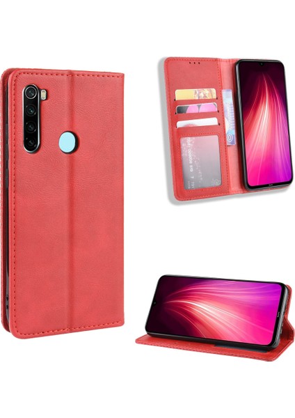 Xiaomi Redmi Için Retro Otomatik Emici Deri Kasa Kapağı 8t-Kırmızı (Yurt Dışından)