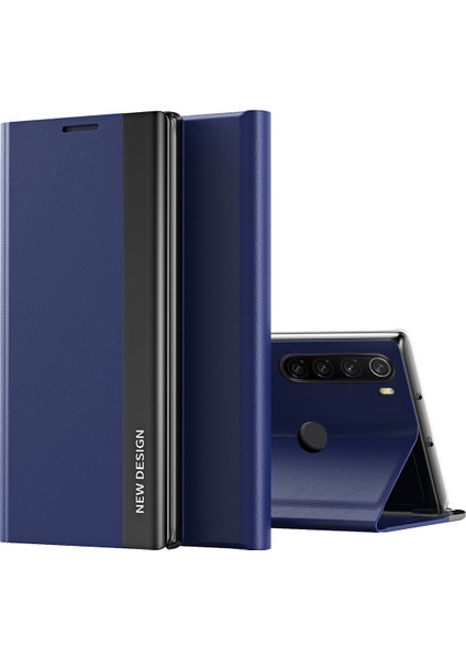 Pu Deri Otomatik Emici Stant Telefon Kılıfı Xiaomi Redmi Note 8t-Dark Mavi (Yurt Dışından)