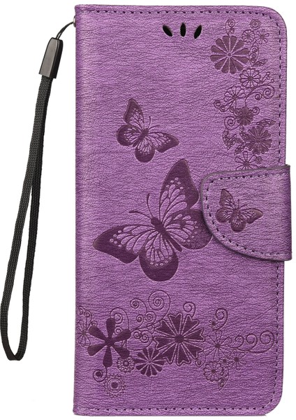 Baskı Kelebek Çiçekler Deri Stand Cüzdan Folio Kılıfı Xiaomi Redmi Not 7s/not 7/not 7 Pro (Hindistan) -Purle (Yurt Dışından)