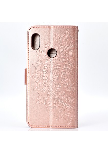 Basılı Mandala Desen Pu Deri Telefon Ileti Xiaomi Redmi Note 5 Pro (Çift Kamera)/redmi Note 5 (Çin) -Rose Altın (Yurt Dışından)