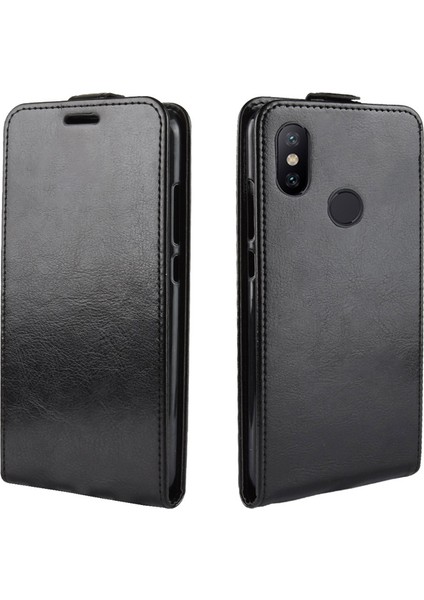 Xiaomi Mi 6x/mi A2-Black Için Kart Yuvası ile Çılgın At Dikey Flip Deri Kapağı (Yurt Dışından)