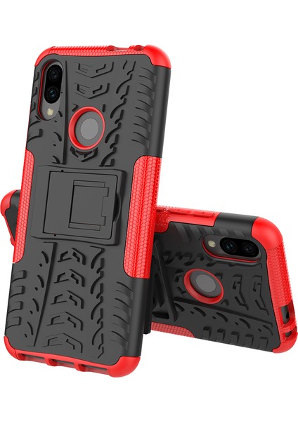 Serin Lastik Pc+Tpu Hibrid Kapak Kickstand ile Xiaomi Redmi Not 7s/not 7/note 7 Pro (Hindistan) -Red (Yurt Dışından)