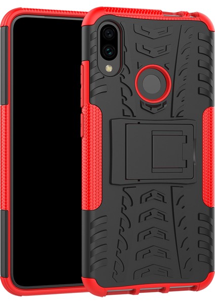 Serin Lastik Pc+Tpu Hibrid Kapak Kickstand ile Xiaomi Redmi Not 7s/not 7/note 7 Pro (Hindistan) -Red (Yurt Dışından)