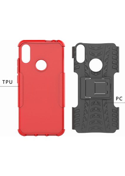 Serin Lastik Pc+Tpu Hibrid Kapak Kickstand ile Xiaomi Redmi Not 7s/not 7/note 7 Pro (Hindistan) -Red (Yurt Dışından)