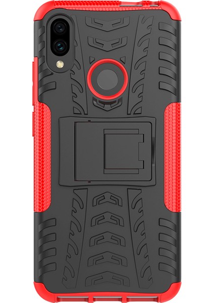 Serin Lastik Pc+Tpu Hibrid Kapak Kickstand ile Xiaomi Redmi Not 7s/not 7/note 7 Pro (Hindistan) -Red (Yurt Dışından)