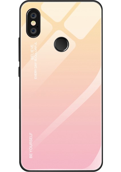 Gradyan Cam+Tpu+Pc Hibrit Geri Kılıf Xiaomi Redmi Note 5 Pro-Altın Pembe (Yurt Dışından)