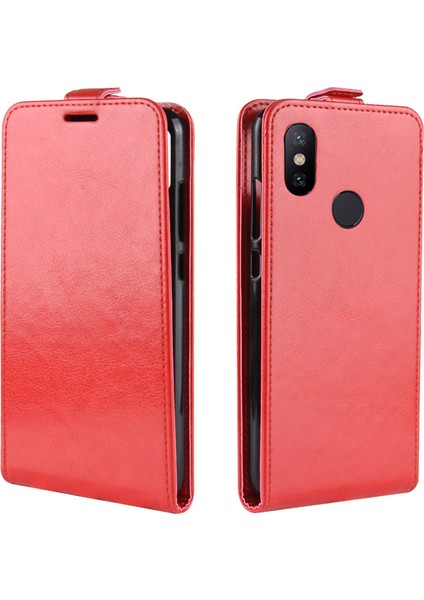 Xiaomi Mi 6x/mi A2-Red Için Kart Yuvası ile Çılgın At Dikey Flip Deri Kılıf Kapağı (Yurt Dışından)