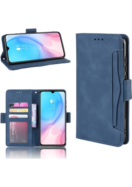 Deri Cüzdan Stand Hücre Kaplama Kılıfı Xiaomi Mi 9 Lite/ Mi Cc9/ Mi Cc9 Meitu Edition-Blue Için (Yurt Dışından)