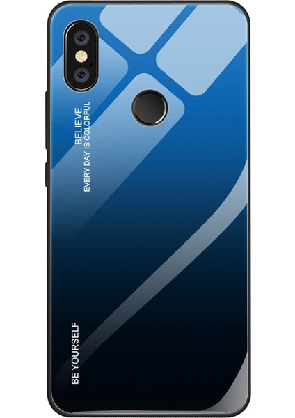 Gradyan Cam+Tpu+Pc Hibrid Geri Kılıf Xiaomi Redmi Note 5 Pro-Blue Black (Yurt Dışından)