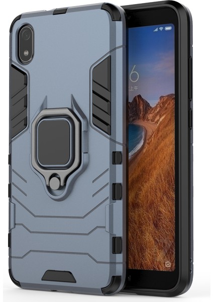 Serin Koruma Halka Tutucusu Kickstand Pc Tpu Hibrid Kılıfı Xiaomi Redmi 7A-MAVI (Yurt Dışından)