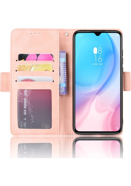 Deri Cüzdan Stand Hücre Kaplama Kılıfı Xiaomi Mi 9 Lite/ Mi Cc9/ Mı Cc9 Meitu Edition-Pink Için Birden Fazla Kart Yuvası (Yurt Dışından)