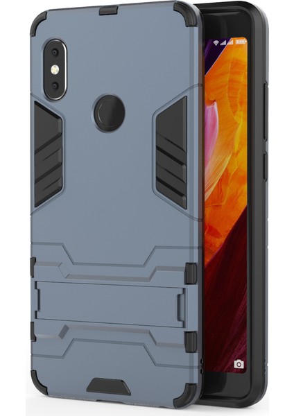 Şok Geçirmez Pc+Tpu Hibrid Kickstand Cep Telefonu Kılıfı Xiaomi Redmi Note 5 Pro (Çift Kamera)/redmi Note 5 (Çin) -Dark Blue (Yurt Dışından)