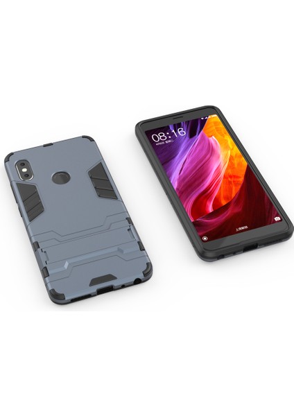 Şok Geçirmez Pc+Tpu Hibrid Kickstand Cep Telefonu Kılıfı Xiaomi Redmi Note 5 Pro (Çift Kamera)/redmi Note 5 (Çin) -Dark Blue (Yurt Dışından)