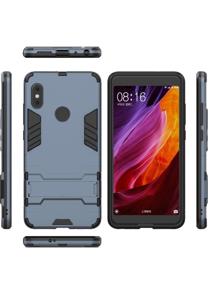 Şok Geçirmez Pc+Tpu Hibrid Kickstand Cep Telefonu Kılıfı Xiaomi Redmi Note 5 Pro (Çift Kamera)/redmi Note 5 (Çin) -Dark Blue (Yurt Dışından)