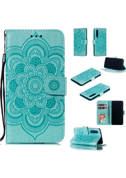 Xiaomi Mi 9 Se Izleme Mandala Çiçek Telefon Kapağı Cüzdan Deri Kılıf Yeşili (Yurt Dışından)
