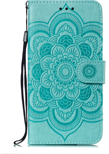 Xiaomi Mi 9 Se Izleme Mandala Çiçek Telefon Kapağı Cüzdan Deri Kılıf Yeşili (Yurt Dışından)
