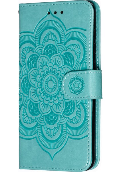 Xiaomi Mi 9 Se Izleme Mandala Çiçek Telefon Kapağı Cüzdan Deri Kılıf Yeşili (Yurt Dışından)