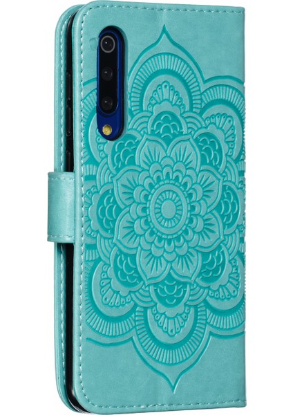 Xiaomi Mi 9 Se Izleme Mandala Çiçek Telefon Kapağı Cüzdan Deri Kılıf Yeşili (Yurt Dışından)