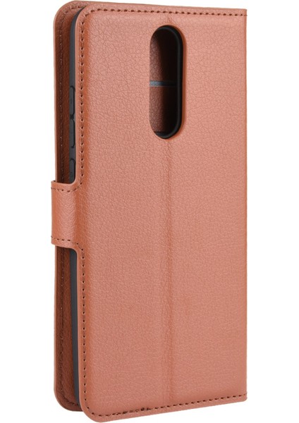Litchi Cilt Cüzdan Deri Deri Serin Stand Kılıfı Xiaomi Redmi 8-Brown (Yurt Dışından)