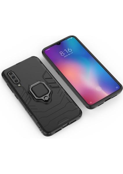 Serin Koruma Halka Tutucusu Kickstand Pc Tpu Hibrid Kılıfı Xiaomi Mi 9-Black (Yurt Dışından)