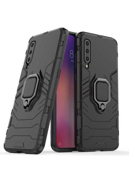 Serin Koruma Halka Tutucusu Kickstand Pc Tpu Hibrid Kılıfı Xiaomi Mi 9-Black (Yurt Dışından)