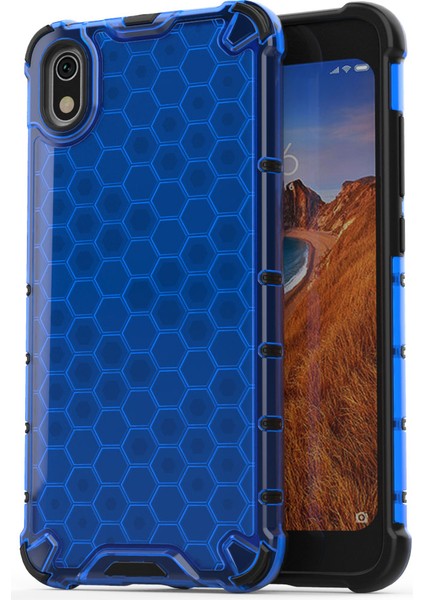 Petek Deseni Tpu+Pc Hibrit Şok Geçirmez Telefon Iletimi Xiaomi Redmi 7A-BLUE (Yurt Dışından)