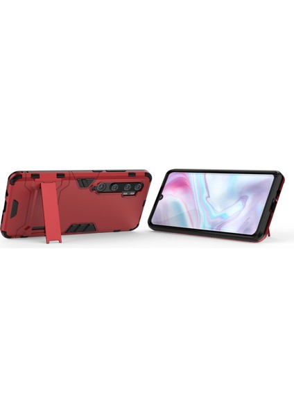 Xiaomi Mi Cc9 Pro/not 10-Kırmızı Için Kickstand Gövdeli Plastik+Tpu Hibrit Kabuk (Yurt Dışından)