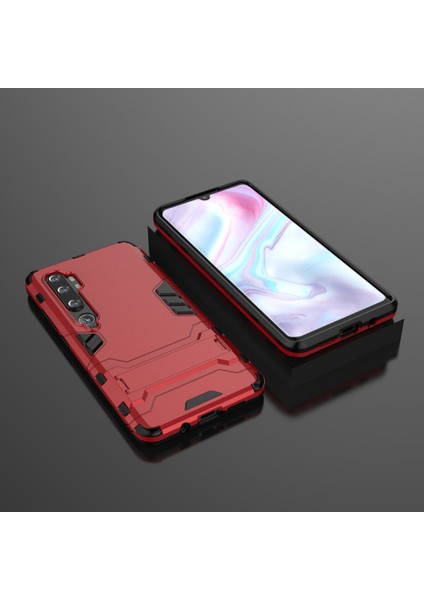 Xiaomi Mi Cc9 Pro/not 10-Kırmızı Için Kickstand Gövdeli Plastik+Tpu Hibrit Kabuk (Yurt Dışından)