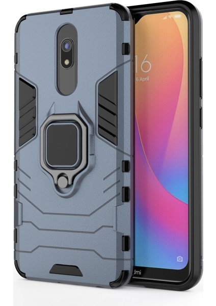 Xiaomi Redmi 8A-BLUE Için Serin Koruma Parmak Yüzüğü Kickstand Pc+Tpu Hibrid Kabuk (Yurt Dışından)