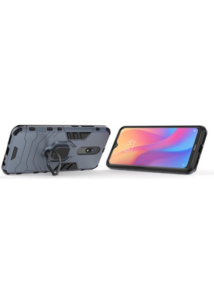 Xiaomi Redmi 8A-BLUE Için Serin Koruma Parmak Yüzüğü Kickstand Pc+Tpu Hibrid Kabuk (Yurt Dışından)