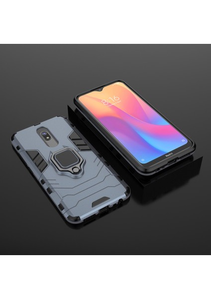 Xiaomi Redmi 8A-BLUE Için Serin Koruma Parmak Yüzüğü Kickstand Pc+Tpu Hibrid Kabuk (Yurt Dışından)