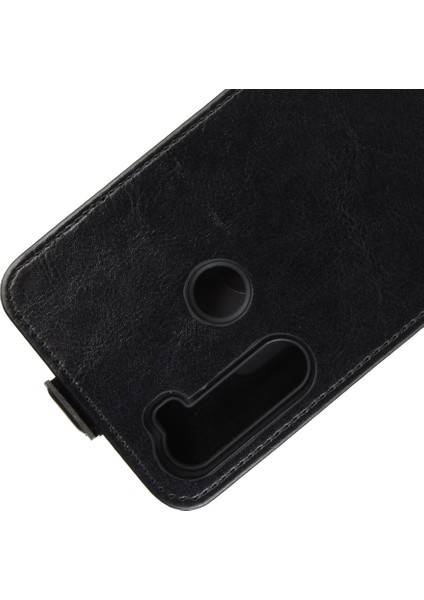 Xiaomi Redmi Için Kart Tutucu ile Çılgın At Dikey Flip Deri Telefon Muhafazası Not 8 (2019/2021) -Black (Yurt Dışından)