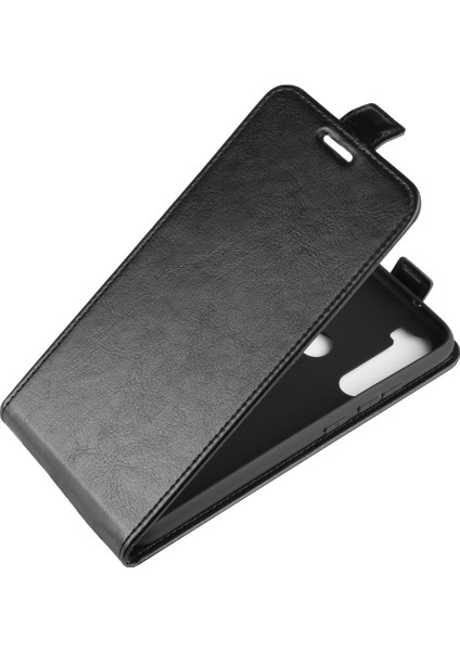 Xiaomi Redmi Için Kart Tutucu ile Çılgın At Dikey Flip Deri Telefon Muhafazası Not 8 (2019/2021) -Black (Yurt Dışından)