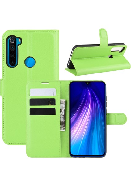 4U Sky Xiaomi Redmi Note 8 (2019/2021) Için Litchi Deri Deri Cüzdan Stand Telefon Kılıfı (Yurt Dışından)