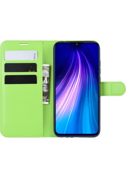 4U Sky Xiaomi Redmi Note 8 (2019/2021) Için Litchi Deri Deri Cüzdan Stand Telefon Kılıfı (Yurt Dışından)