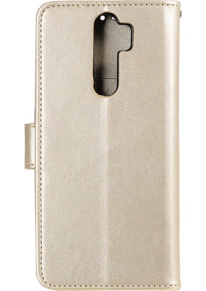 Xiaomi Redmi Için Kart Yuvaları ile Sakura Kedi Deri Kaplama Note 8 Pro-Gold (Yurt Dışından)