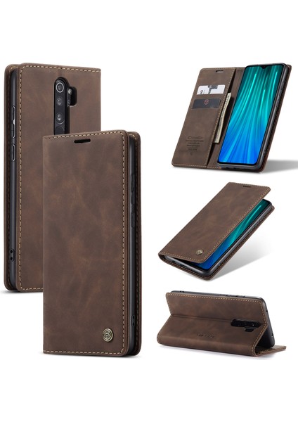 Xiaomi Redmi Için Otomatik Emilmiş Deri Cüzdan Stand Vaka Telefon Kabuğu Note 8 Pro-Cooffee (Yurt Dışından)