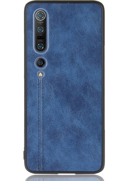 Xiaomi Mi 10-Blue Için Pu Deri Kaplamalı Pc+Tpu Hibrit Telefon Kılıfı (Yurt Dışından)