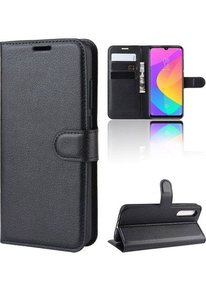 Xiaomi Mi CC9E/MI A3-Black Için Litchi Deri Deri Cüzdan Stand Cep Telefonu Kılıfı (Yurt Dışından) fırsatları