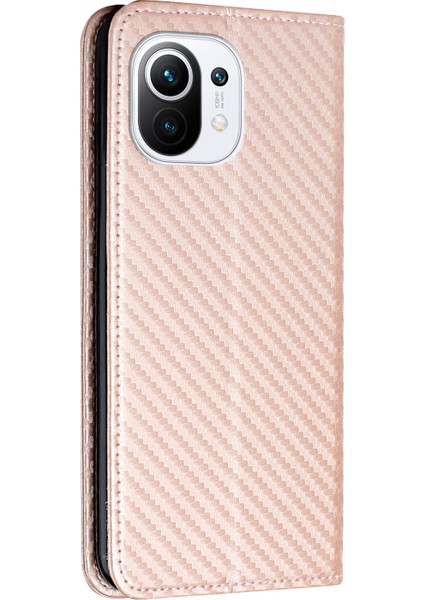 Flip Manyetik Otomatik Absorbed Karbon Fiber Doku Anti-Güz Anti-Fall Stand Pu Deri Kılıf Kapağı, Xiaomi Mi Için El Kayışı ile Deri Kılıf Kapağı (Yurt Dışından)