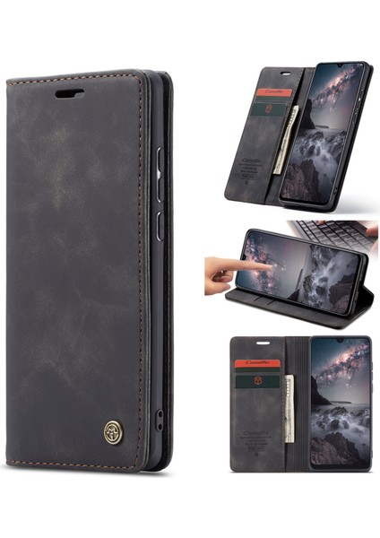 Xiaomi Mi 9-Black Için Otomatik Emilmiş Retro Business Deri Cüzdan Stand Telefon Kılıfı (Yurt Dışından)