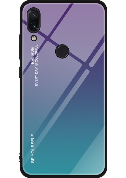 Xiaomi Redmi Not 7s Not 7-Spurple Için Çizik Dirençli Gradyan Cam Tpu+Pc Telefon Kılıfı (Yurt Dışından)