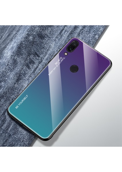 Xiaomi Redmi Not 7s Not 7-Spurple Için Çizik Dirençli Gradyan Cam Tpu+Pc Telefon Kılıfı (Yurt Dışından)