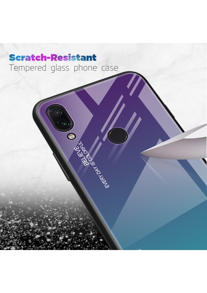 Xiaomi Redmi Not 7s Not 7-Spurple Için Çizik Dirençli Gradyan Cam Tpu+Pc Telefon Kılıfı (Yurt Dışından)